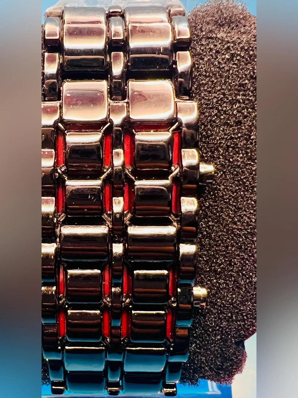 Gosasa Iron Samurai Faceless LED Lava Digital Bracelet Watch - Black & Red NIB